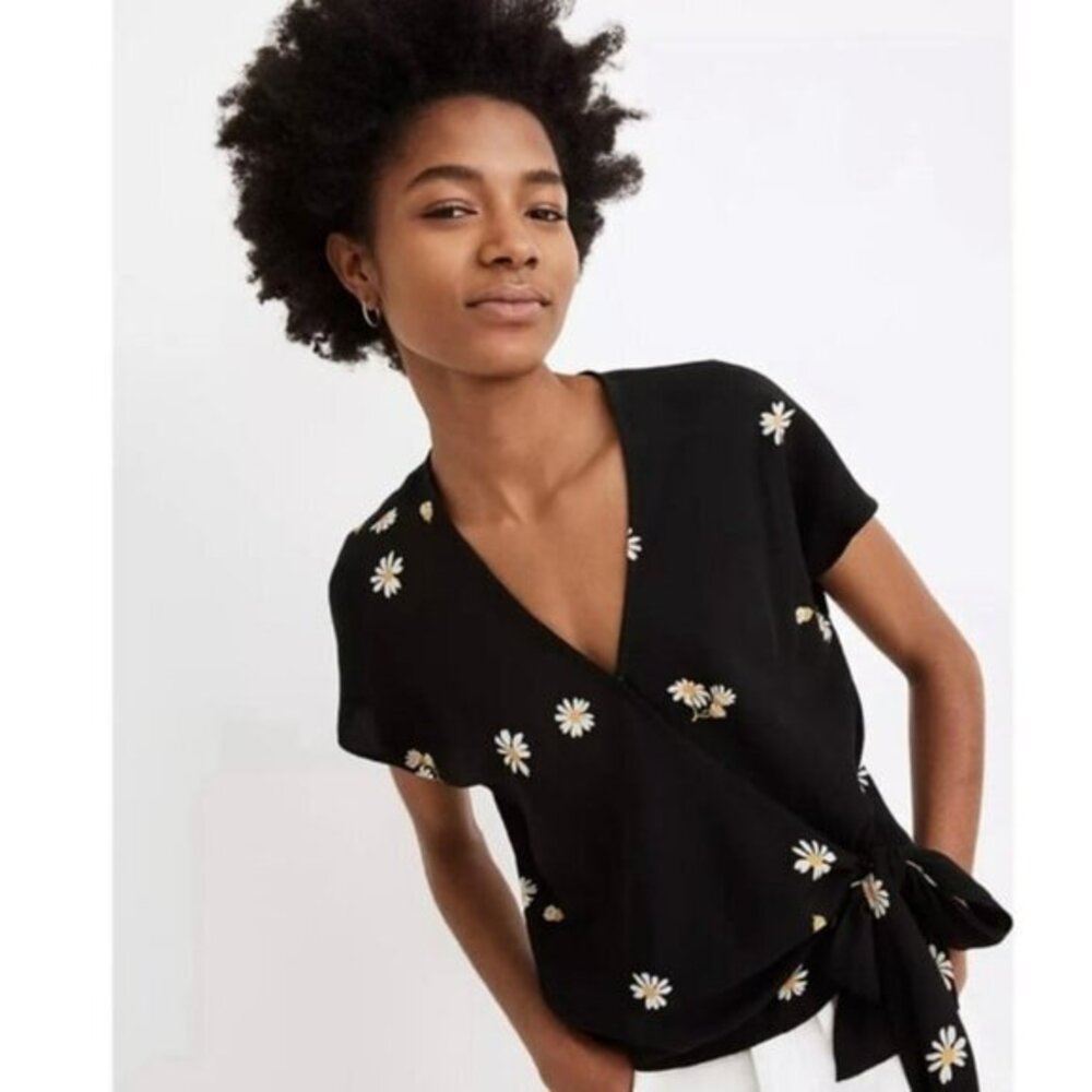 Madewell Lazy Daisies Sash Tie Wrap Top